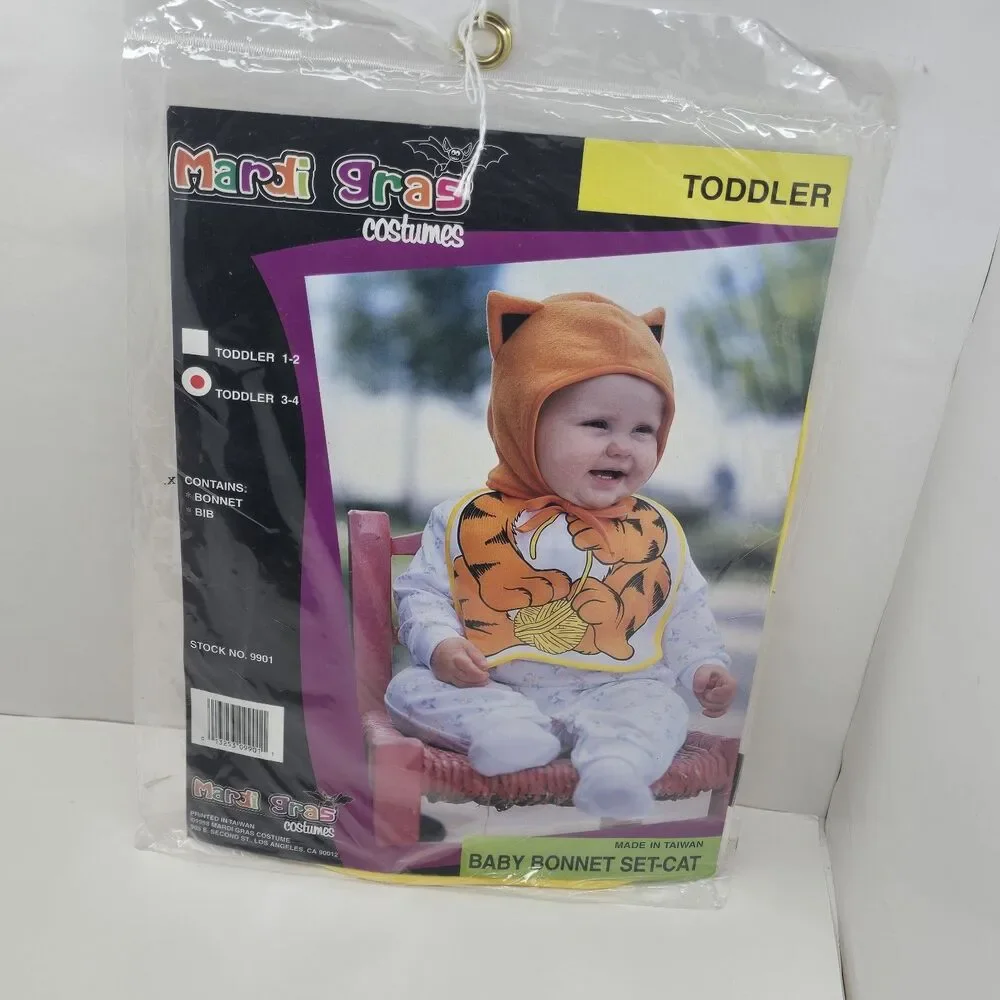 Vintage 1998 Mardi Grad Costumes Toddler Baby Bonnet Set Cat Size Toddler 3-4